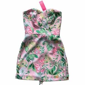 Al Lilly Pulitzer “Kylo” Strapless Skirted Romper Via Amore Spritzer Floral